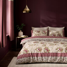 Catherine Lansfield Kashmir Paisley Floral Reversible King Duvet Cover Set with Pillowcases Natural