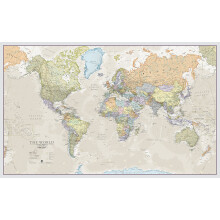 Huge Classic World Map Political Poster - Laminated/Encapsulated 197cm (w) x 116.5cm (h)