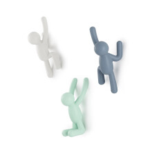 Umbra Buddy Wall Hooks ? Decorative Wall Mounted Coat Hooks for Hanging Coats, Scarves, Bags, Purses, Backpacks, Towels and More, Set of 3, Light
