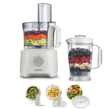 Kenwood Food Processor, 2.1L Bowl, 1.2 L Blender, Emulsifying, Knife Blade, Reversible Slicing and Grating Discs, 800 W, FDP301WH, White [Energy Class