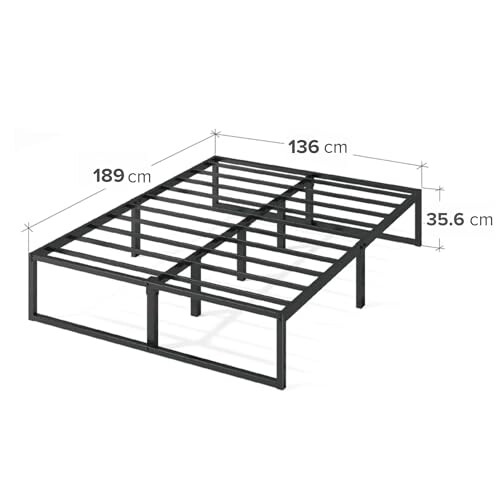 Zinus Lorelai Double Bed frame - Bed 135x190 cm - 36 cm Height with Underbed Storage - Metal Platform Bed frame - Black 1