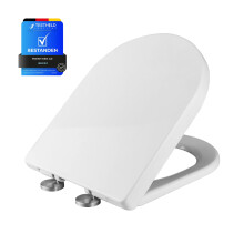 Ibergrif M41001 Toilet Seat Soft Close White, Ergonomics, Quick Release D Shape Toilet Seat with Adjustable Stainless Seat Hinges, Top Fixing