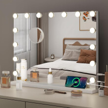 YOURLITE Hollywood Vanity Mirror with Lights, 58?45cm Lighted Makeup Mirror with 15 Dimmable Led Bulbs, 3 Lighting Modes, Touch Screen Control,