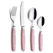 EXZACT Cutlery Set 24pcs Stainless Steel - with Rivet Craft Handles/Retro Style Flatware - 6 x Dinner Forks, 6 x DinnerKnives, 6 x Table Spoons, 6 x