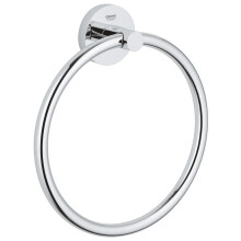 GROHE Start QuickFix Towel Ring (Metal, Concealed Fastening, Including Screws and Dowels, Extra Easy to Fit with GROHE QuickGlue), Size 200 mm,