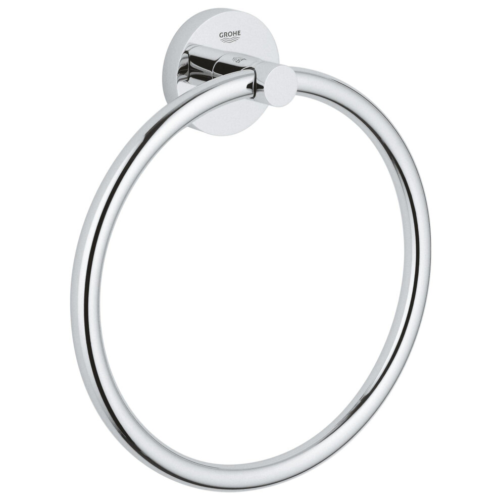 Grohe Start Quickfix Towel Ring (Metal, Concealed Fastening, Including Screws And Dowels, Extra Easy To Fit With Quickglue), Size 200 Mm,