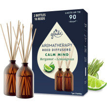Glade Aromatherapy Reed Diffuser Gift Set, Home Decor Essential Oils Diffuser Soothing Fragrance, Calm Mind with Bergamot & Lemongrass, Pack of 2 (2 x