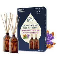 Glade Aromatherapy Reed Diffuser Gift Set, Home Decor Essential Oils Diffuser Calming Fragrance, Moment of Zen with Lavender & Sandalwood, Pack of 2
