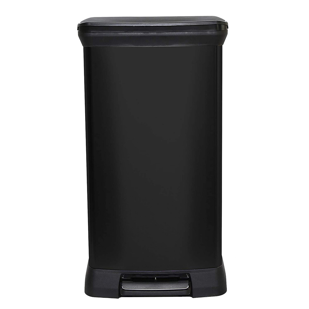 Curver Metal Effect 70% Recycled Kitchen Pedal Touch Deco Bin 50 Litres - Black