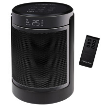 Russell Hobbs Space Heater in Black & Silver 1500W Silent Portable Oscillating Ceramic Round Electric Heater, Low Energy Digital Display, 4 Modes,