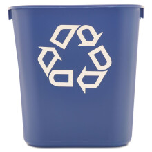Rubbermaid Commercial Deskside Recycling Container, 12 l, Blue Recycling Symbol, Plastic, for Bedroom/Bathroom/Office, Fits Under Desk/Sink/Cupboard