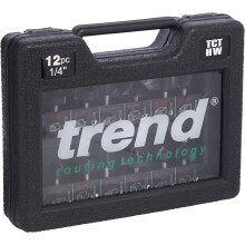 Trend 12 Piece Router Cutter Starter Set, 1/4 Inch Shank, Tungsten Carbide Tipped, Storage Case Included, SET/SS8X1/4TC, packaging may vary