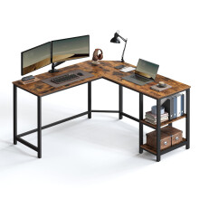 VASAGLE Computer Desk, L-Shaped Corner Desk, Gaming Desk, Workstation with 2 Storage Shelves for Home Office, Space-Saving, Easy to Assemble, Rustic