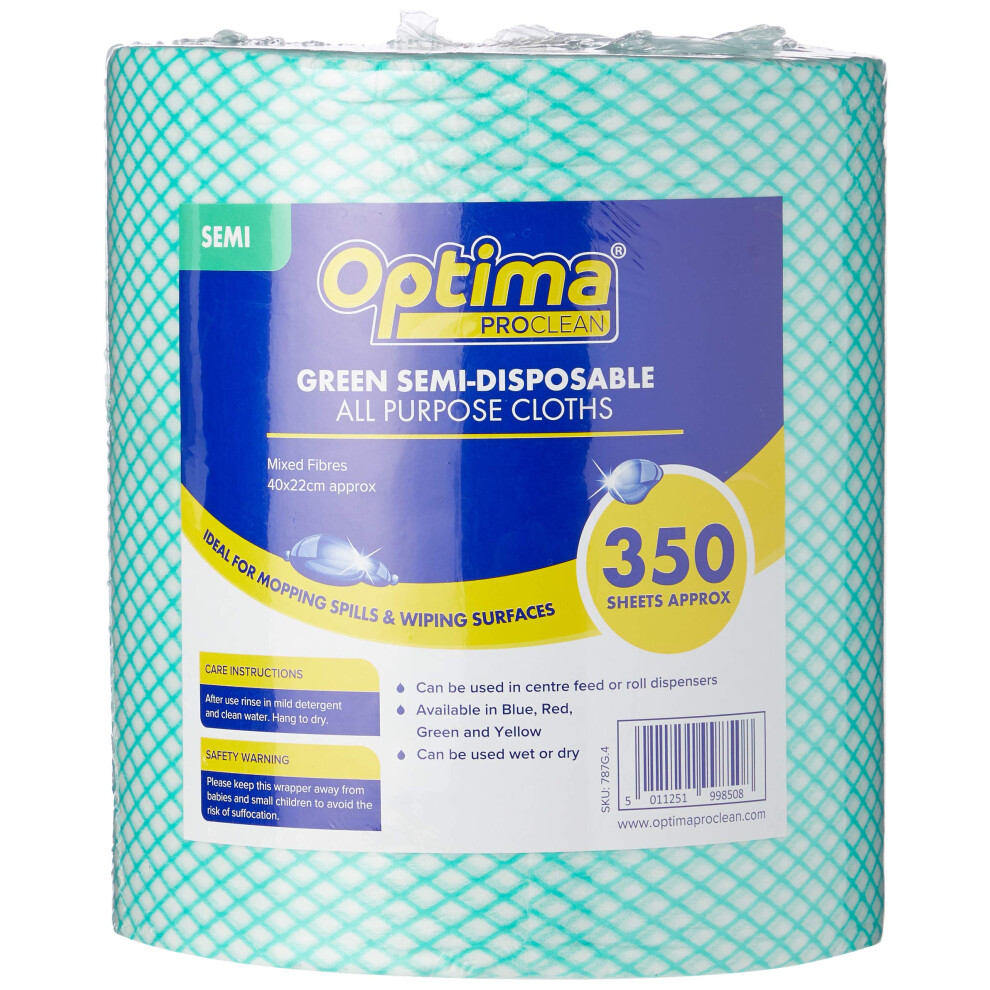 Ramon Hygiene Lightweight All Purpose Cloth, Roll, 22 x 44 cm, Green 1 x 350 Cloths on a roll-image-OPC-PJSTWH6-NEW