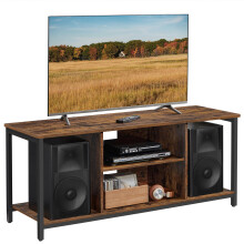 VASAGLE TV Stand for TV up to 60 inches, TV Cabinet with Open Shelves, TV Console for Living Room, Entertainment Room, Rustic Brown and Black