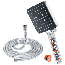 Shower Head and Hose 1.6M with Filter - YEAUPE PRO Square High Pressure Bathroom Shower Heads 6 Jet Modes,Large Powerful Flow Rain Showerhead for Low
