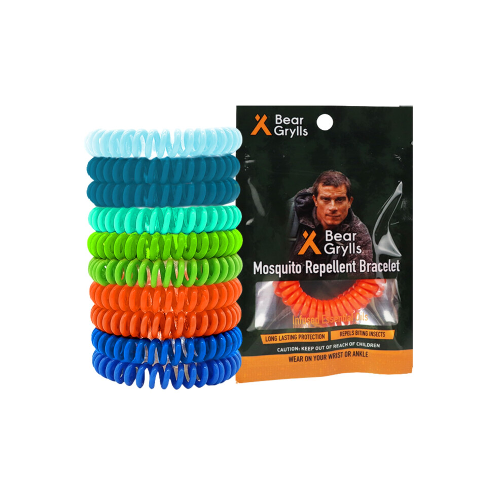 Bear Grylls Mosquito Repellent Bracelets ? Natural Essential Oils | Family Pack (10?Pack) | Child?Friendly | Non?Toxic | Reusable Outdoor Wristbands |