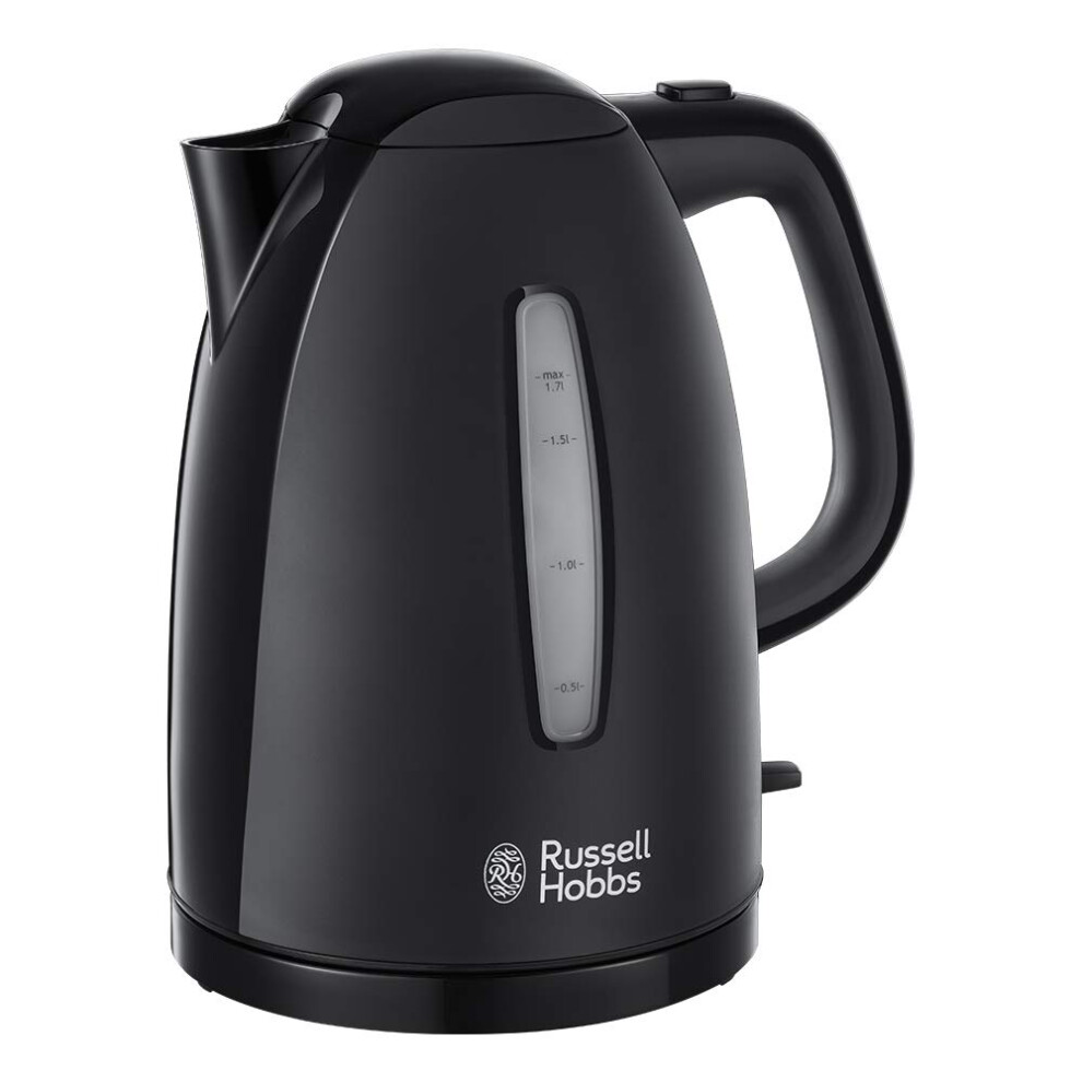 Russell Hobbs Textures Electric 1.7L Cordless Kettle (Fast Boil 3KW, Black Premium Plastic, matt & high Gloss Finish, Removable Washable Anti-Scale-image-OPC-PJSTWV7-NEW