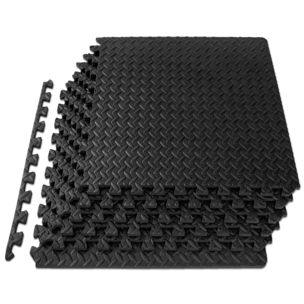 Prosourcefit Puzzle Exercise Mat ? In, Eva Interlocking Foam Floor Tiles For Home Gym, Mat For Home Workout Equipment, Floor Padding For Kids, Black