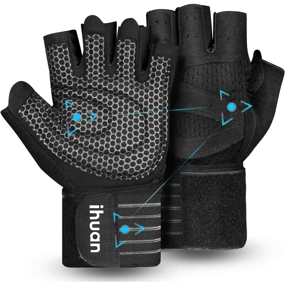 ihuan Ventilated Weight Lifting Gym Workout Gloves with Wrist Wrap Support for Men & Women, Full Palm Protection, for Weightlifting, Training,-image-OPC-PJSTXQ9-NEW