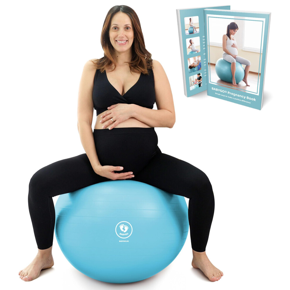 BABYGO? Birthing Ball For Pregnancy Maternity Labour & Yoga + Our 100 Page Pregnancy Book, Exercise, Birth & Recovery Plan, Anti-Burst Eco Friendly-image-OPC-PJSTXQY-NEW