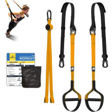 RHINOSPORT Sling Trainer Set with Door Anchor Adjustable Fitness Home Suspension - Suitable for Travel and for Indoor and Outdoor Training