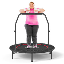 CLORIS 40'' Foldable Fitness Trampoline - Max Load 400lbs, Rebounder with Adjustable Foam Handle Indoor/Outdoor Fitness Body Exercise