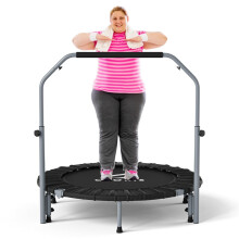 CLORIS 40''/48'' Foldable Fitness Trampoline - Max Load 400lbs / 450lbs, Rebounder with Adjustable Foam Handle Indoor/Outdoor Fitness Body Exercise