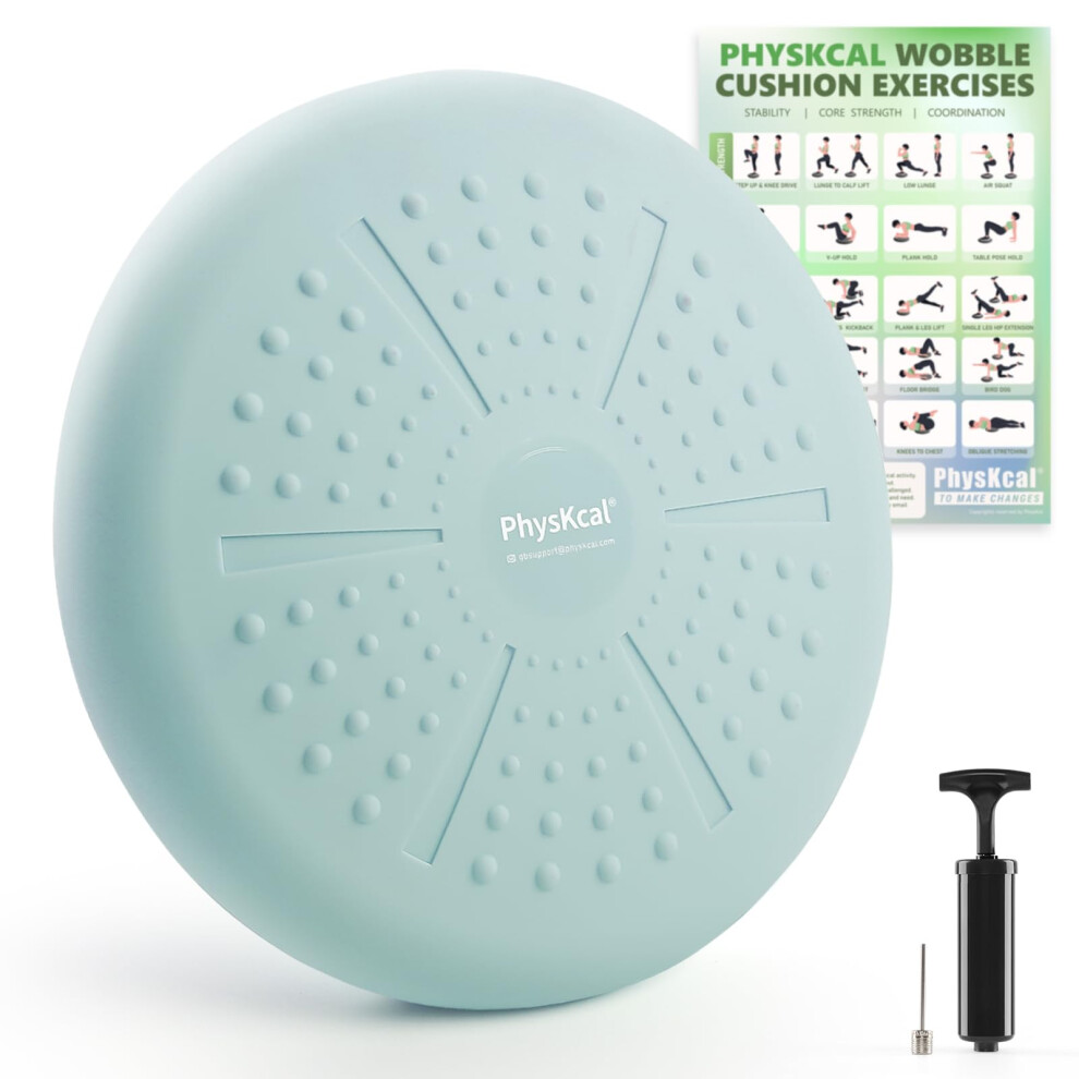 Physkcal Wobble Cushion For Adults And Kids Adhd, 33Cm Inflatable Wiggle Seat For Posture, Balance Disc For Core Strength & Stability, Flexible Seat