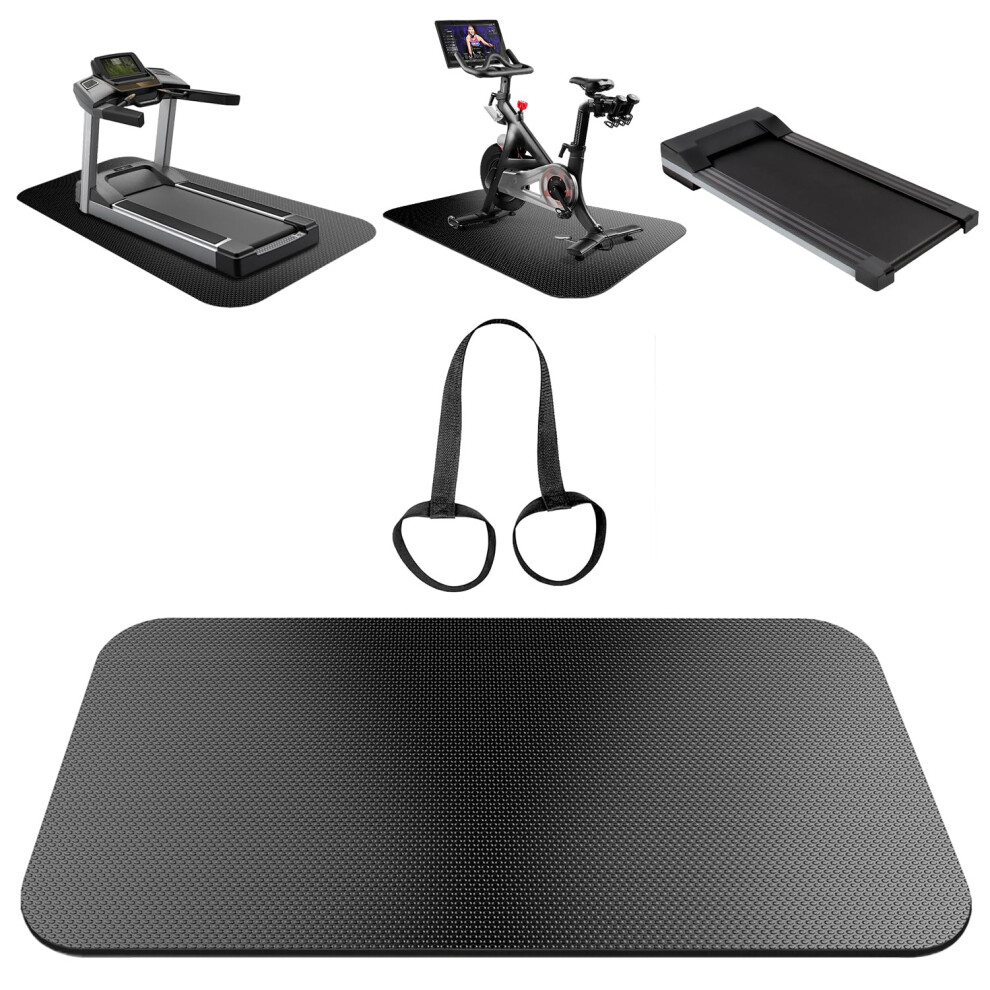 Tonint Treadmill Mat With Strap,Walking Pad Mat,Exercise Bike Mat,For Under Stationary Bike,Rowing Machine,Exercise Equipment,Spin Bike,Turbo Trainer,For
