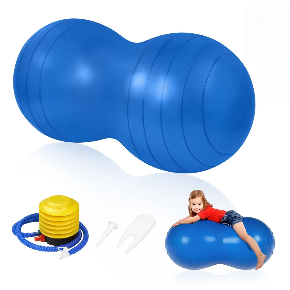 Flintronic Peanut Ball For Kids Therapy, 90X45cm Exercise Balls, Anti-Burst Yoga Ball With Pump, For Pregnancy Birth, Kids Physical Therapy, Core