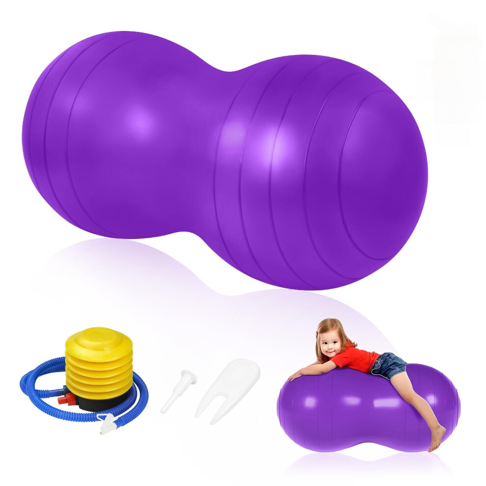 Flintronic Peanut Ball For Kids Therapy, 90X45cm Exercise Balls, Anti-Burst Yoga Ball With Pump, For Pregnancy Birth, Kids Physical Therapy, Core