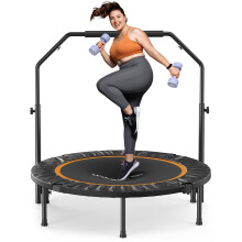 MERACH Mini Trampoline Fitness Adults - 40'' Foldable Trampolines with Adjustable Handle Max Load 330lb, Indoor Trampoline for Exercise Training Quie