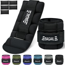 BAGAIL Adjustable Ankle Weights 2 Pack, with Detachable Sandbags, Wearable Wrist & Ankle Weight Straps, 0.4-1.6kg Per Strap, 15-31cm Circumference,