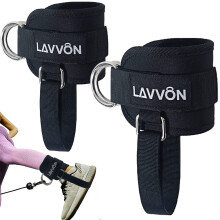 LAVVON Ankle Straps for Cable Machines Kickbacks - Adjustable Comfort Ankle Cable Attachments for Gym Ankle Cuff Cable Machine Glute Kickback Straps -