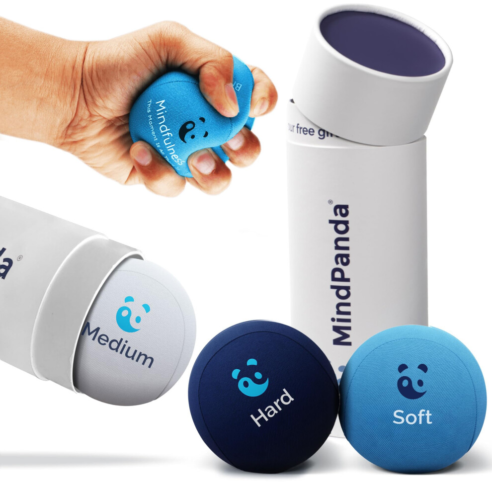 Mindpanda Mind & Body Stress Balls For Adults - Triple Density Squeeze Balls For Hand Therapy & Grip Strengthening - Stress & Anxiety Relief - Physical Therapy