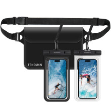 TENQUAN Waterproof Phone Pouch Waterproof Bag, 2 Cellphone Dry Case with Lanyard and 1 Pouch Dry Bag with Waist/Shoulder Strap, Watertight Sealed