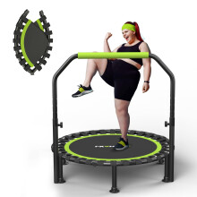 ZCMHAXJ Foldable Mini Trampoline, 40" Rebounder Trampoline for Adults & Kids, 450lbs Capacity with U-Shaped Adjustable Bar, Indoor Fitness Workout