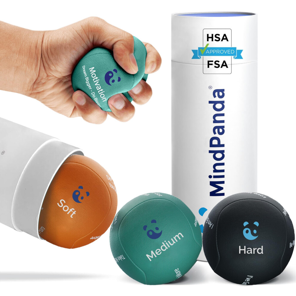 Mindpanda Mind & Body Stress Balls For Adults - Triple Density Squeeze Balls For Hand Therapy & Grip Strengthening - Stress & Anxiety Relief - Physical Therapy