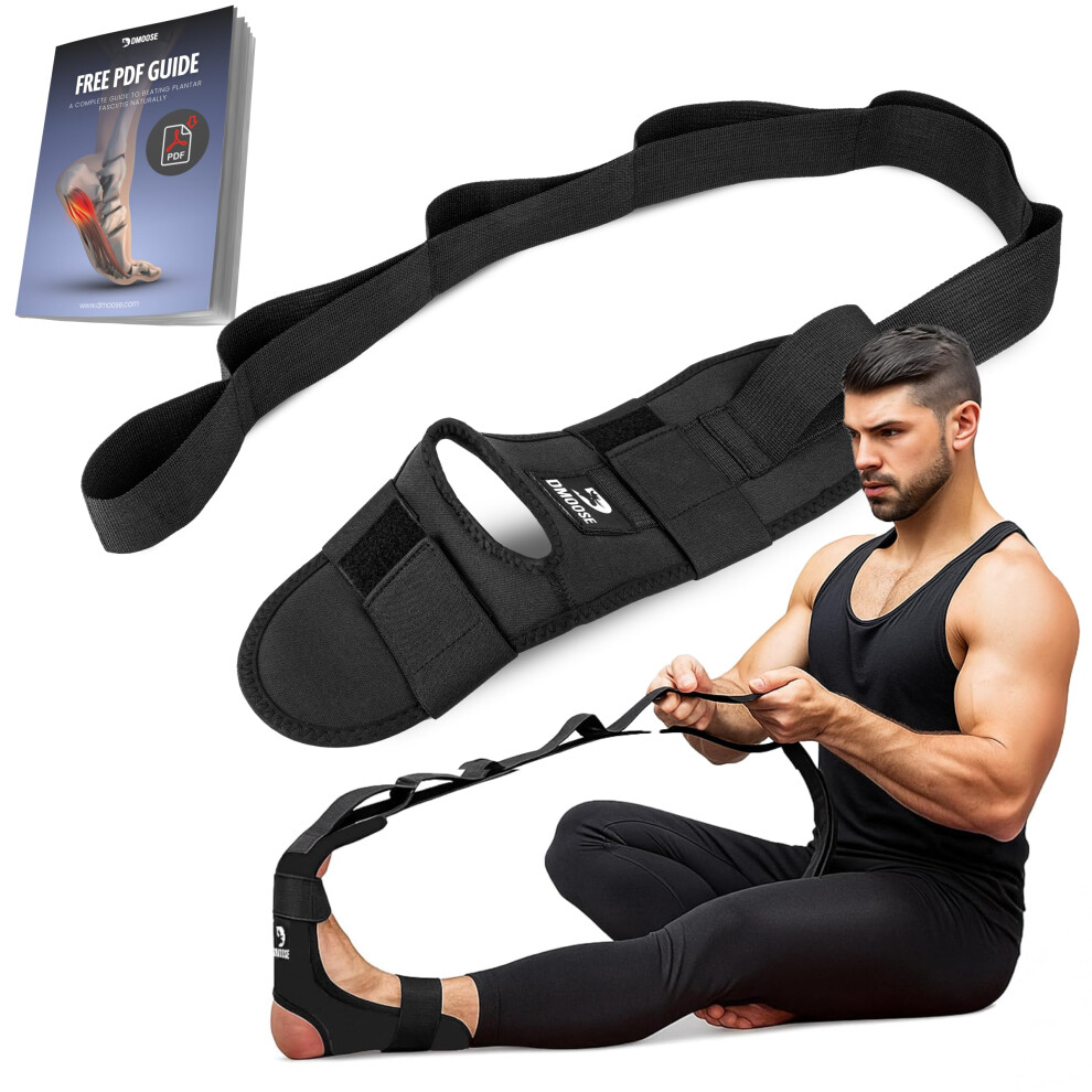 Dmoose Fitness Foot & Calf Stretcher With Adjustable Padded Stretching Strap For Plantar Fasciitis, Hamstring, Heel Spurs And Achilles Tendonitis