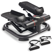 Sunny Health & Fitness 2-in-1 Premium Power Stepper with Resistance Bands, Low-Impact Cardio, Space-Saving, Height-Adjustable, and Optional SunnyFit