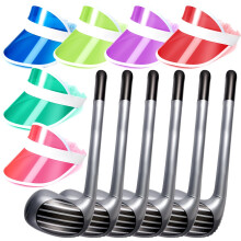 Hicarer Golf Accessories Include 6 Pcs Golf Inflatable Club 76 cm Stick with 6 Pcs Assorted Colors Sun Visors Hat for Sport Lovers Men Women Kids