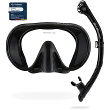 CRESSI Musa+ Scilla Combo Black - Adult Combo Set Musa Snorkeling Mask and Scilla Snorkel, Black, One Size