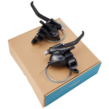 SHIMANO Altus ST-EF41 EZ fire plus STI set for V-brakes, 3x7-speed, 2-finger lever, black One Size,STEF41P7AL