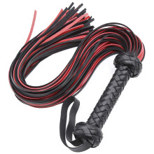 MOTIVE LIFE Faux Leather Whip Riding Crop,Soft Flogger for Equestrian,Long Bullwhip for Cosplay Costume,Red-black
