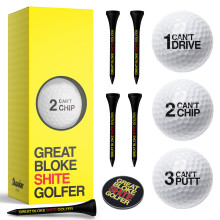 Shanker Golf Balls Gift Set - Shite Golfer Starter Pack - Sleeve of 3 Balls, Ball Marker & Wooden Tees Set - Perfect Funny Gift for Golfers - Funny