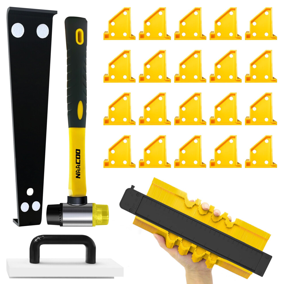 Laminate/Professional Vinyl Flooring Tools, Zozen Flooring Installation Kit- Tapping Block With Handle, 10? Contour Gauge, Pull Bar, 2 In 1 Spacers, 5051221081342