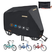 Tricycle Cover Waterproof Outdoor, GRABADO Heavy Duty 420D Adult Tricycle Accessories, UV-Resistant Dustproof,Large Electric Trike Covers with