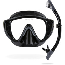 CRESSI Tino & Scilla Black/Titanium - Adult Combo Set Tino Snorkeling Mask and Snorkel Scilla, Black/Titanium, One Size