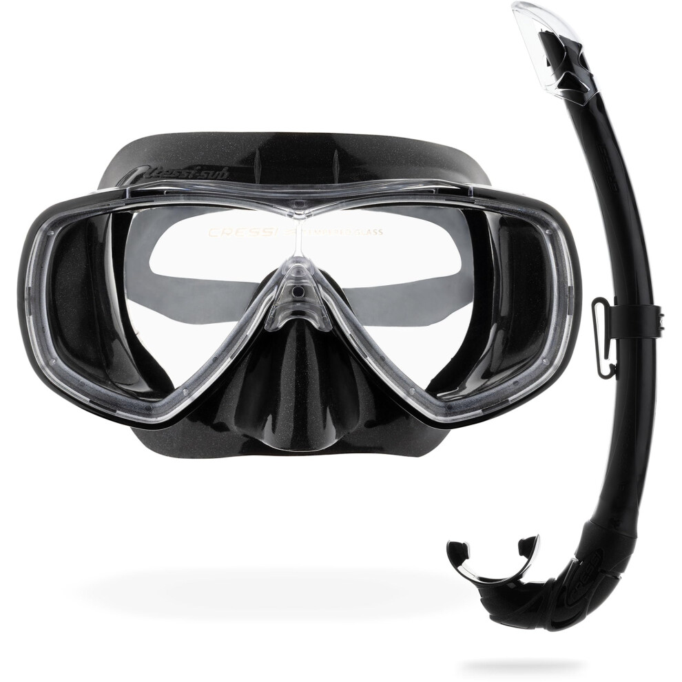 Cressi Onda Combo Set - Onda Mask + Snorkel Mexico For Diving And Snorkeling, One Size, Unisex Adult, / Black